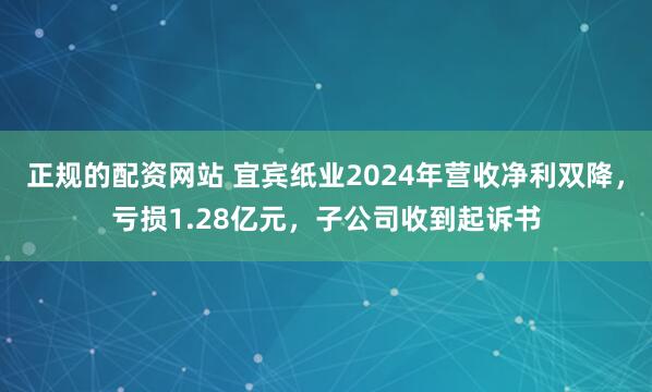 正规的配资网站 宜宾纸业2024年营收净利双降，亏损1.28亿元，子公司收到起诉书