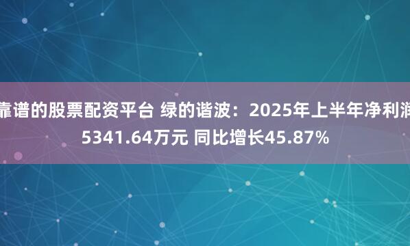 靠谱的股票配资平台 绿的谐波：2025年上半年净利润5341.64万元 同比增长45.87%